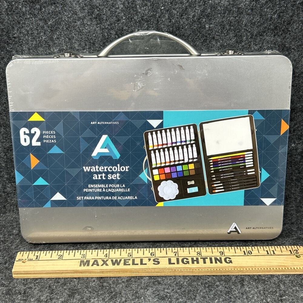 NEW Art Alternatives 62PC Watercolor Art Set Portable Metal Case Sealed